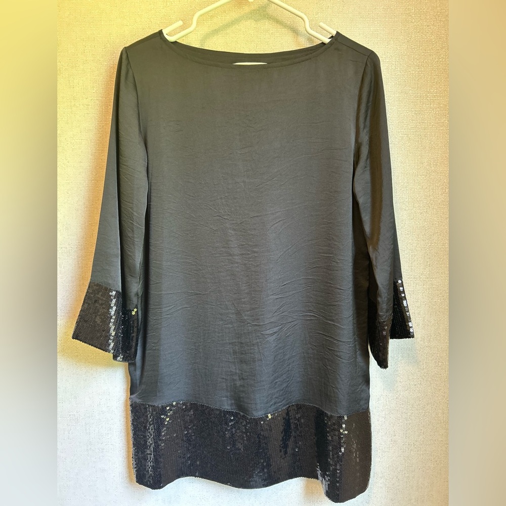 Michael Kors Black Silk Cocktail Dress Sequins XS